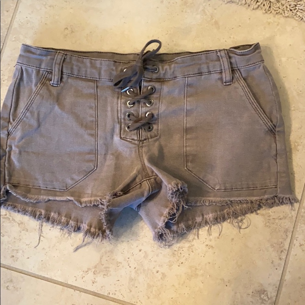 Green/grey Denim shorts